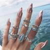 Ethnic retro turquoise fashionable ring, set, ethnic style, 8 pieces