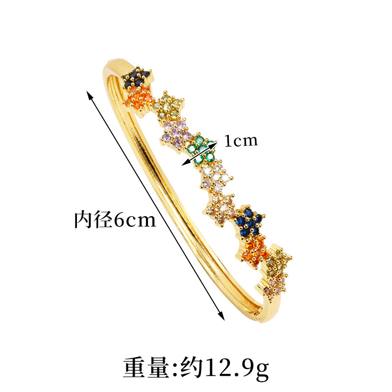 Ventas transfronterizas calientes de oro galvanizado 18k pulsera ligera de lujo anillo de flores de estrellas de nicho joyería universal