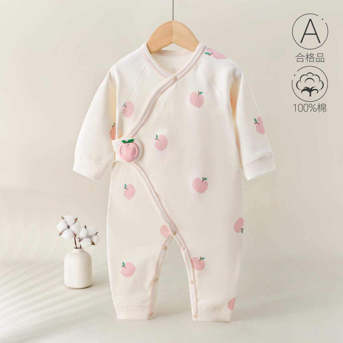 Ropa de bebé recién nacido, algodón puro, primavera y otoño, protección del vientre, 0-6 meses, mameluco de una pieza para bebé, mameluco, mariposa de manga larga