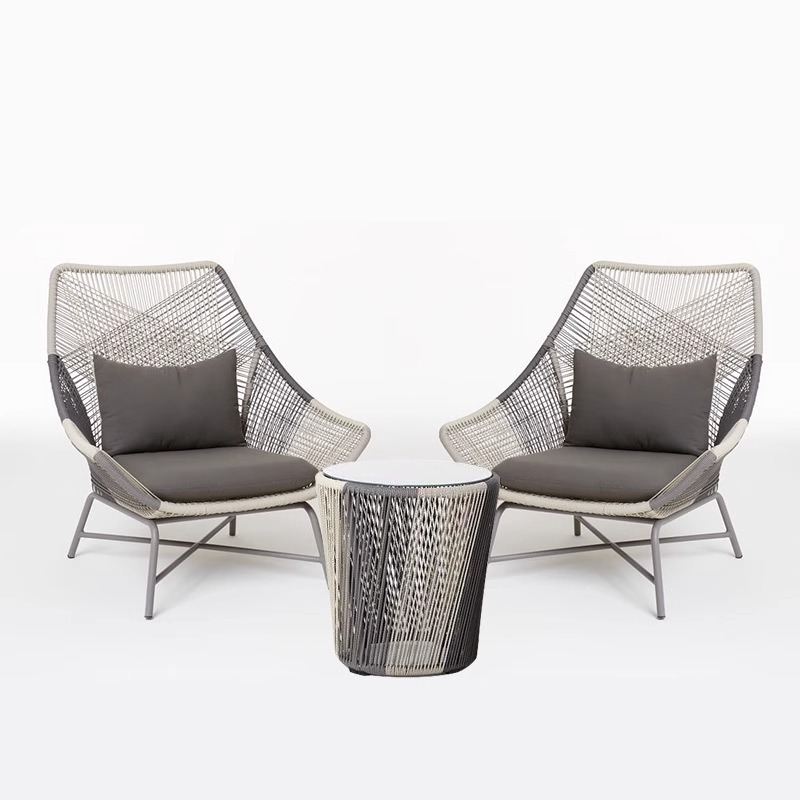 Mesa y silla al aire libre silla de caña balcón red mesas de té set de tres piezas de ocio individual muebles sofá silla de caña patio al aire libre