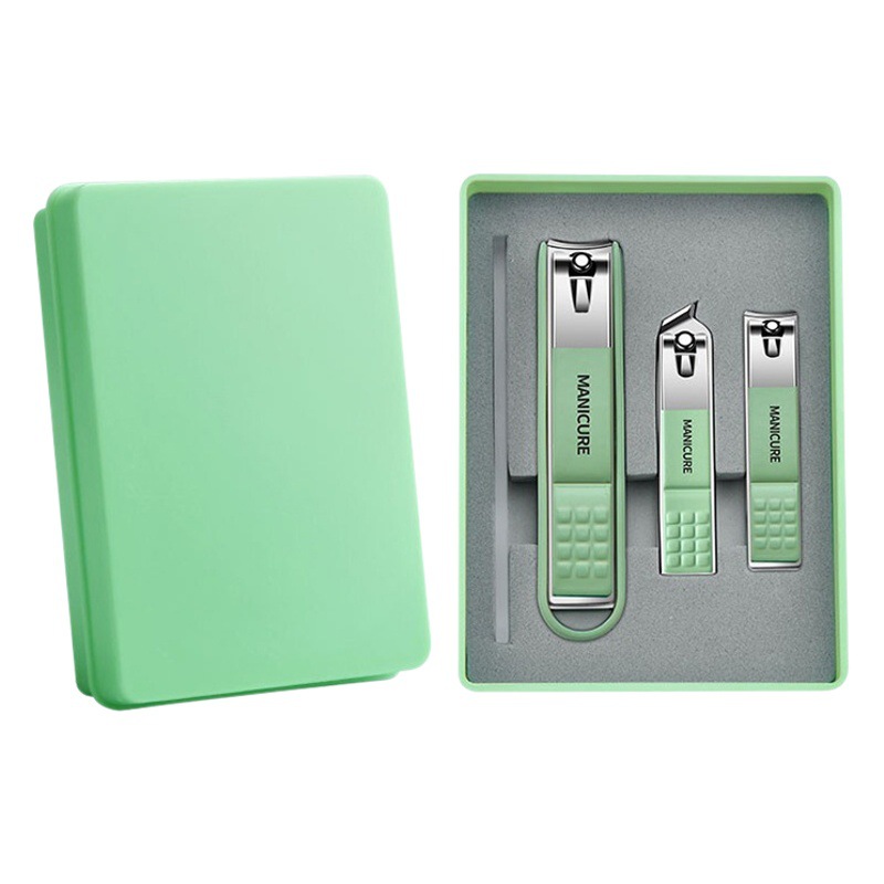 Juego de cortaúñas anti-salpicaduras de alta calidad Cortaúñas biseladas de acero inoxidable Juego de cortaúñas de alta gama Manicura para el hogar