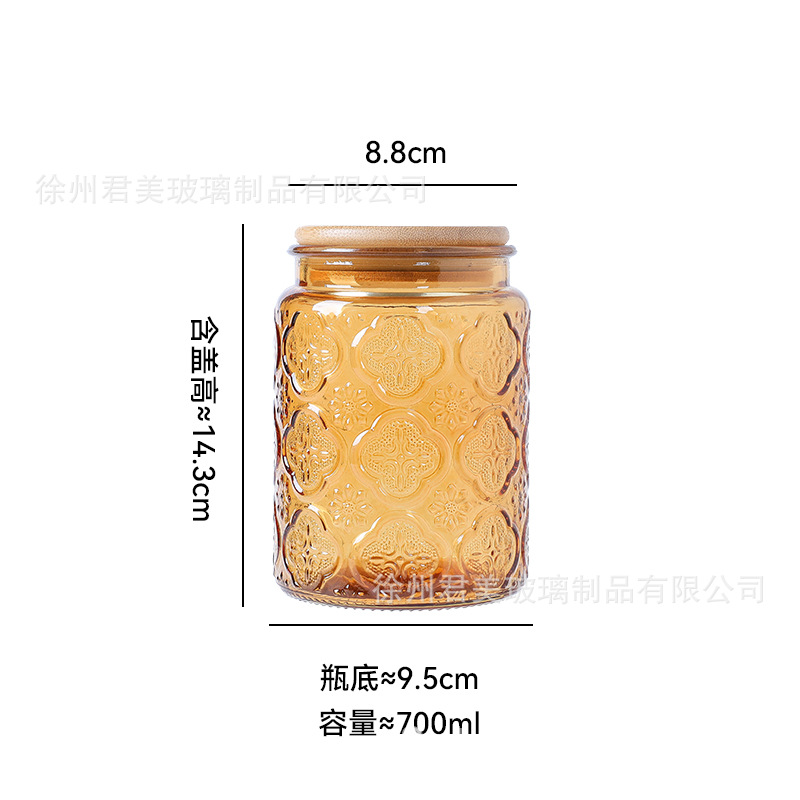 700ml tanque de almacenamiento de vidrio colorido begonia cocina casera granos de café té granos de granos latas de sellado al por mayor