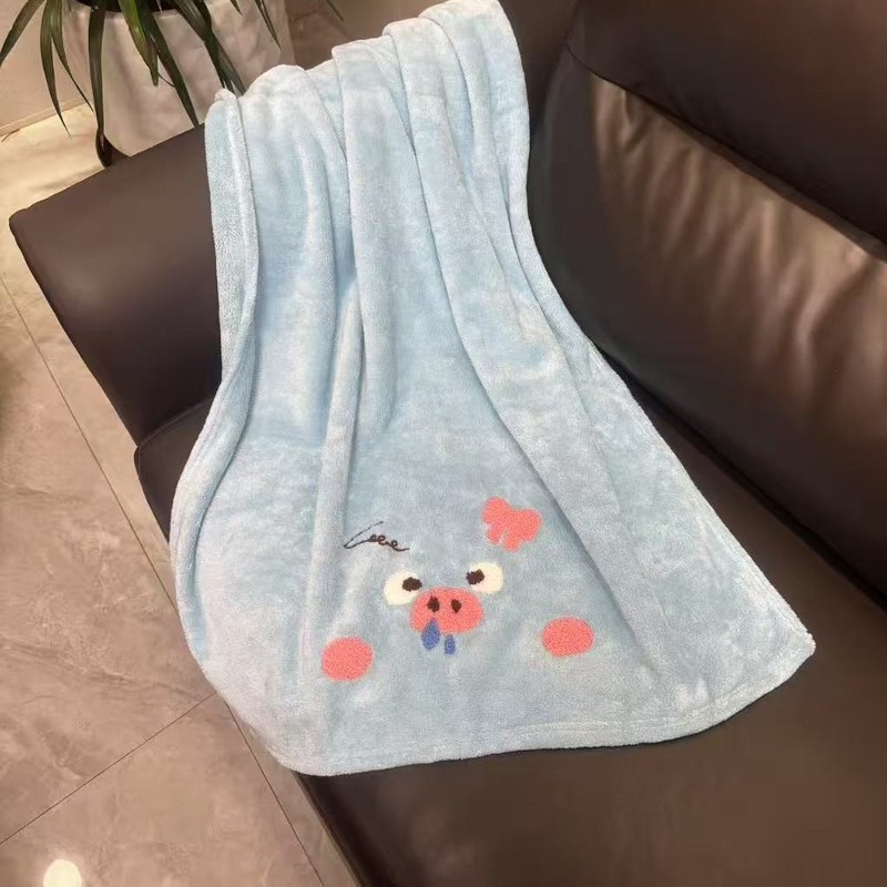 发财猪可穿浴裙干发帽吸水加厚珊瑚绒浴巾毛巾浴衣成人卡通猪公主|undefined