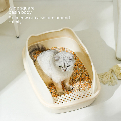 Big Mac cat litter box, extra large anti-splash top-in cat litter box, semi-enclosed cat toilet, open cat litter box