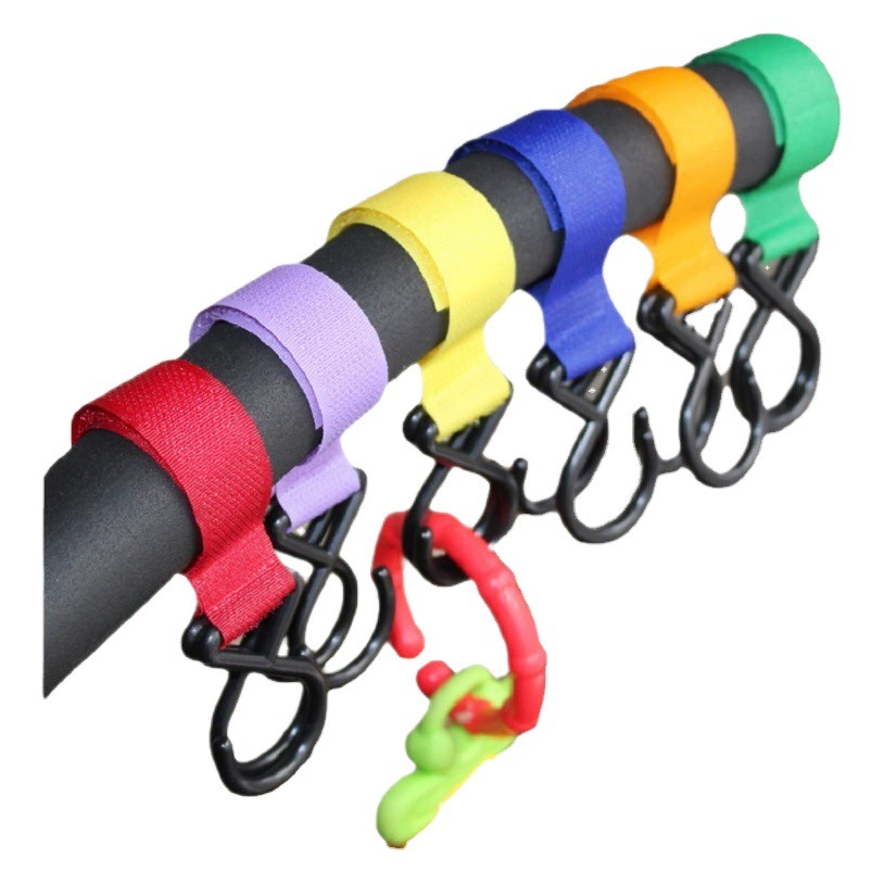 6 цветов Горячая Ослепительная красочная детская коляска на липучке Детская безопасность Многофункциональный двойной крючок Детская коляска Крючок с двойным кольцом