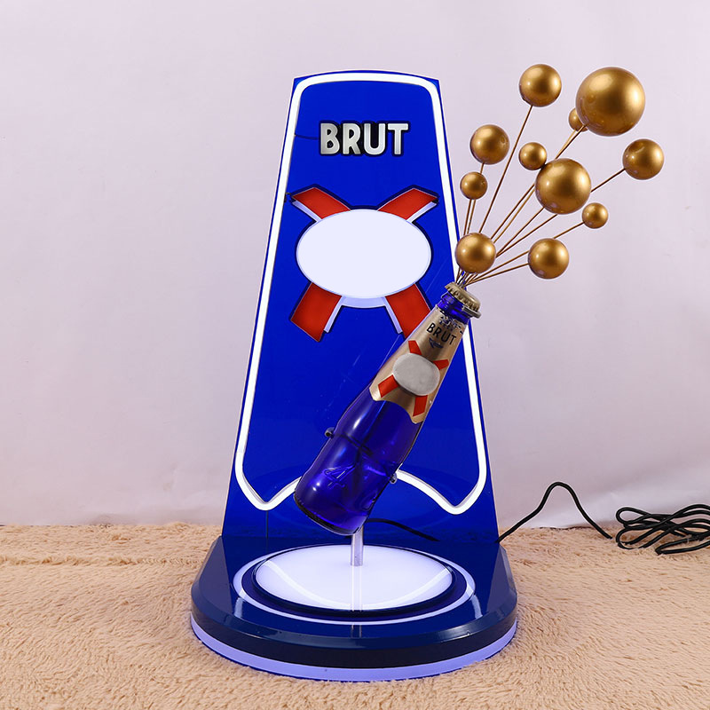 广州酒水展示道具工厂BRUT 1664 蓝色发光啤酒展示底座