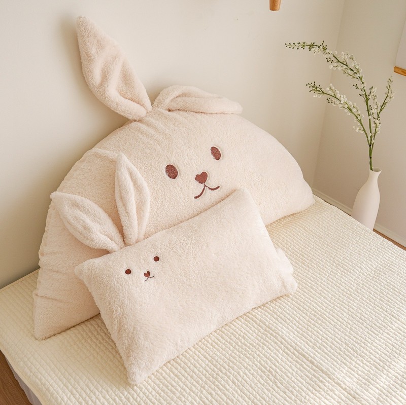 Ins風韓系ぬいぐるみのウサギの耳のベッドの上のクッション子供の部屋のベッドの上の枕のソファーの純色の異形の抱き枕|undefined