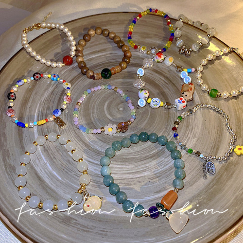  Beaded Bracelet Women's Retro High-end Versatile Hot Girl Bracelet Ins Style Pearl Hand Jewelry Wholesale