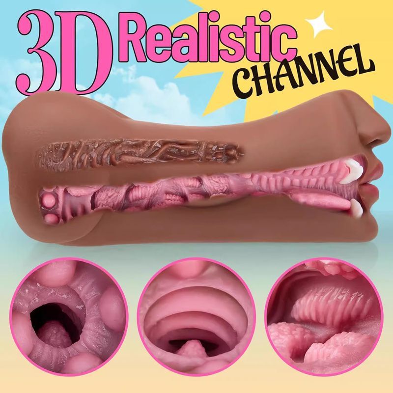 Three-Channel TPE Masturbator with Dual-Entry Design, Skin-Tone Manual Stroker — detail image 2