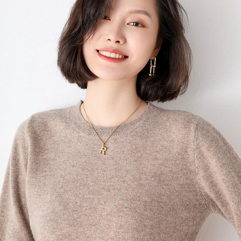 Casual and Versatile Korean Style Round Neck 100 Wool Knitwear for Women, Elegant Pullover Knitwear for Autumn and Winter 24 Casual and Versatile Korean Style Round Neck 100 Wool Knitwear for Women, Elegant Pullover Knitwear for Autumn and Winter 24