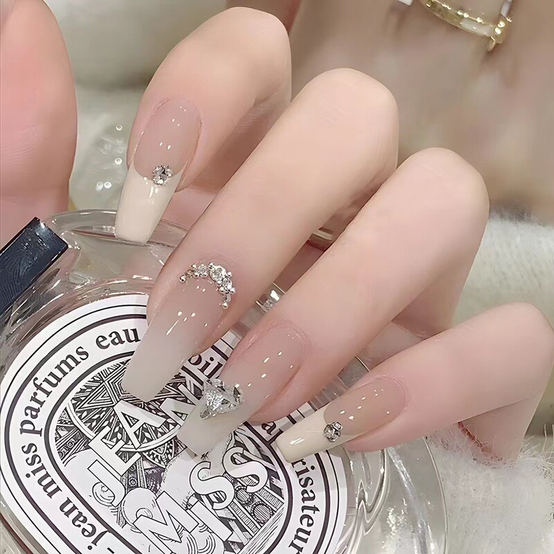 Cat's Eye Full Diamond Wearable Nails, Removable Small Short Ladder Nails, Nail Pieces, Live Broadcast Supply, Autumn and Winter Nail Pieces