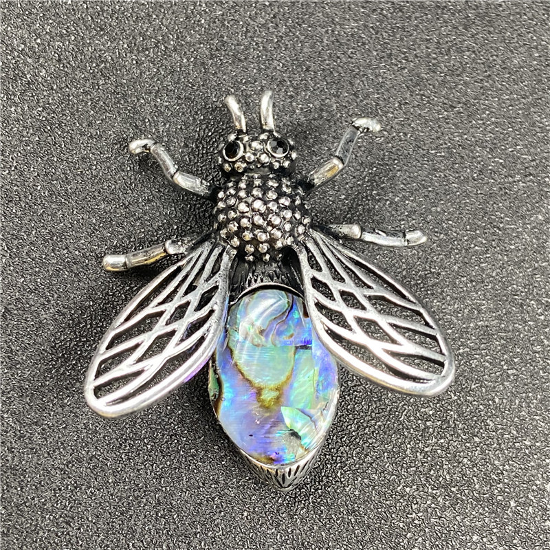 20g Weight Agate Material Polishing Design White, Purple, Blue, Gold Color Little Bee Inlaid Gemstone Necklace Brooch Accessories Corsage 14