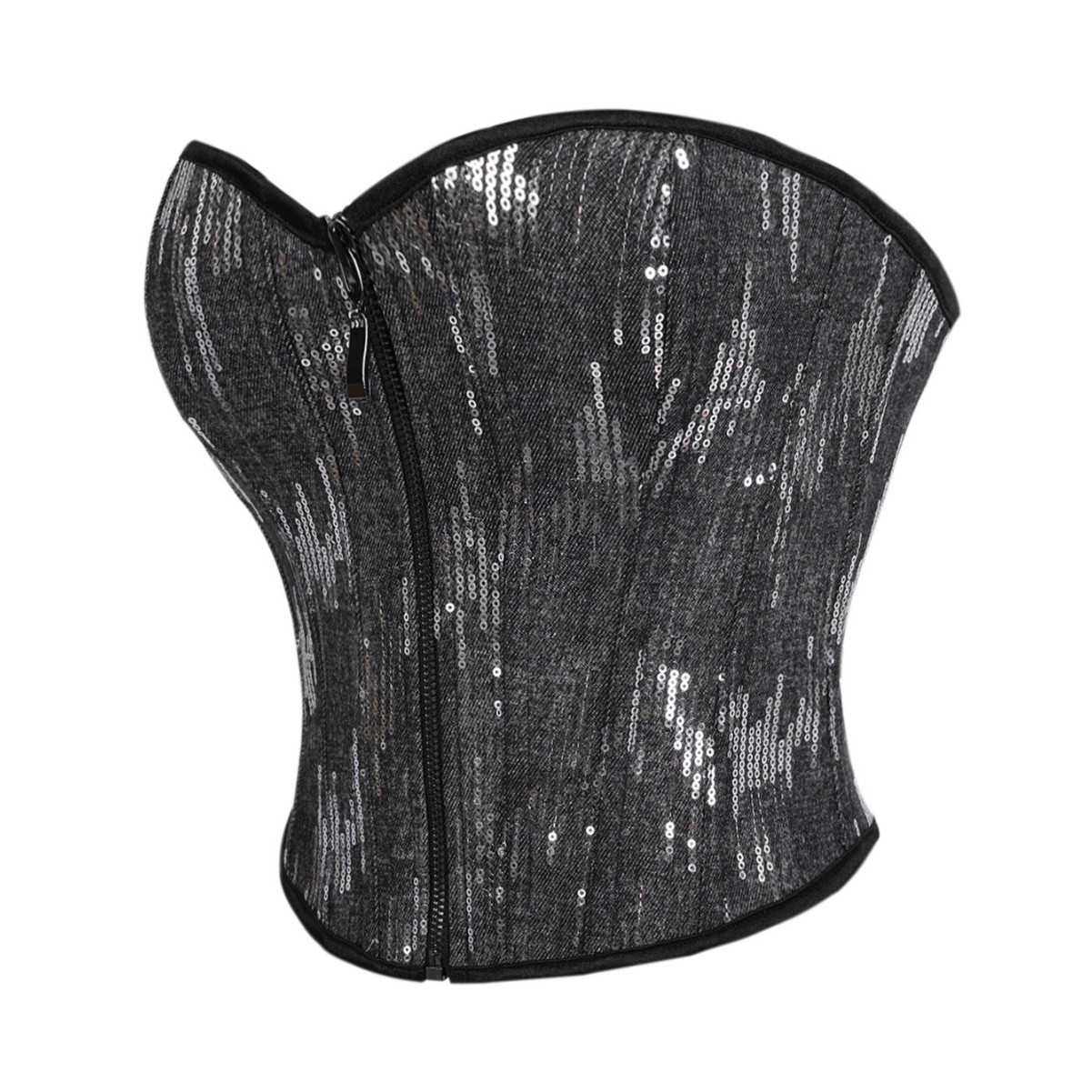 Nuevo estilo gris cremallera plateada esquinilla dama corte corte corte vestimenta de forma Amazon AliExpress transfronterizo