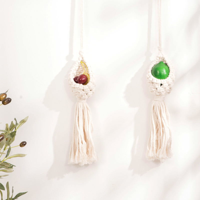 Tapices bohemios bolsillo de algodón nórdico tejido a mano bolsillo de cestas de flores decoración colgante verde colgante aéreo