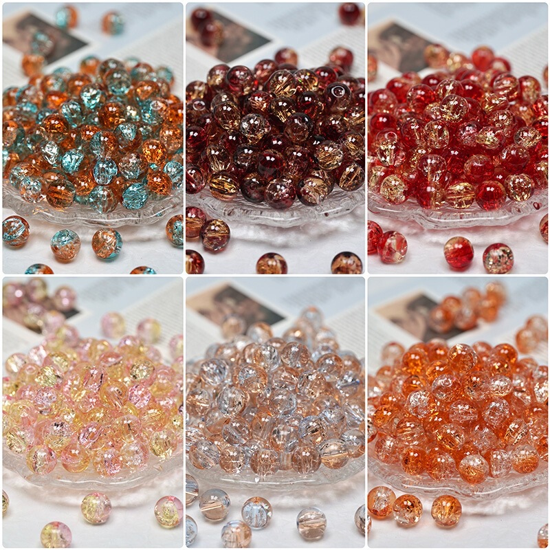 Wholesale 8-10mm Ice-Cracked Glass Beads, Glass Loose Beads, Handmade DIY Beading Accessories Materials Wholesale 8-10mm Ice-Cracked Glass Beads, Glass Loose Beads, Handmade DIY Beading Accessories Materials