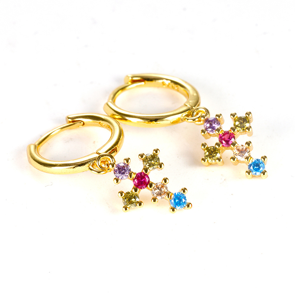 10g Weight Copper Ear Needle Material Zircon Inlay Material Charm Sleeper Hoop Earrings, Drop Earrings Classification 1 Pair Quantity Daily Occasion Copper Material Geometric Pattern Women's Gender Plating Design IG Style Style 1 Pair IG Style Geometric Plating Copper Zircon Drop Earrings 17