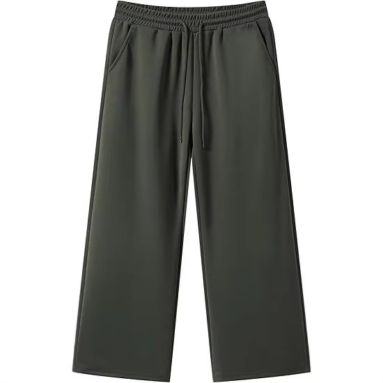 Men's Casual Loose-Fitting Lightweight Wide-Leg Travel Pants with Pockets and Fleece Lining