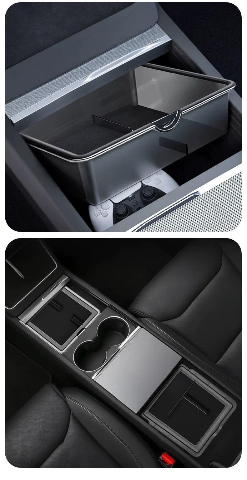 Suitable for the six-seater version of the new Tesla Model YL/Y/3, transparent armrest box storage box for the central console