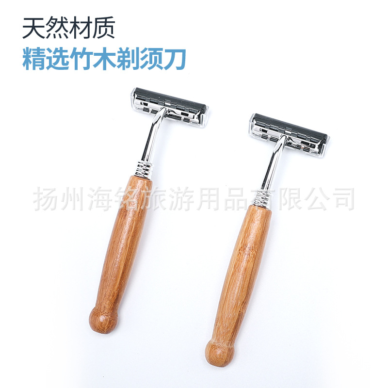Guest room disposable Bamboo razor three layers blade Degradation Manual Shavers replace Knife head LOGO