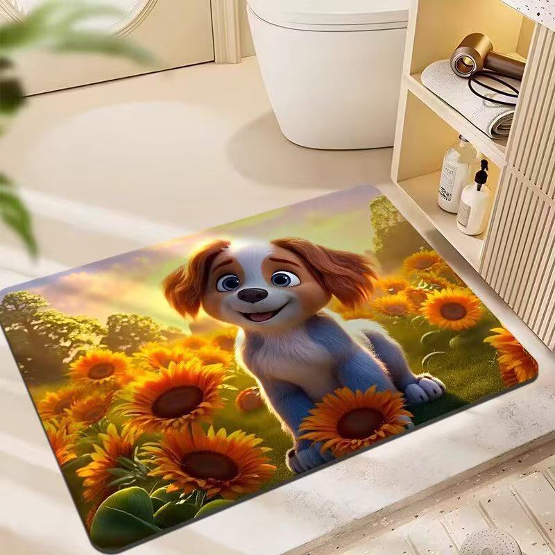 3D estereoscópico alfombra de suelo de baño inodoro puerta de absorción de agua alga de barro esterilla antideslizante inodoro doméstico puerta de entrada esterilla