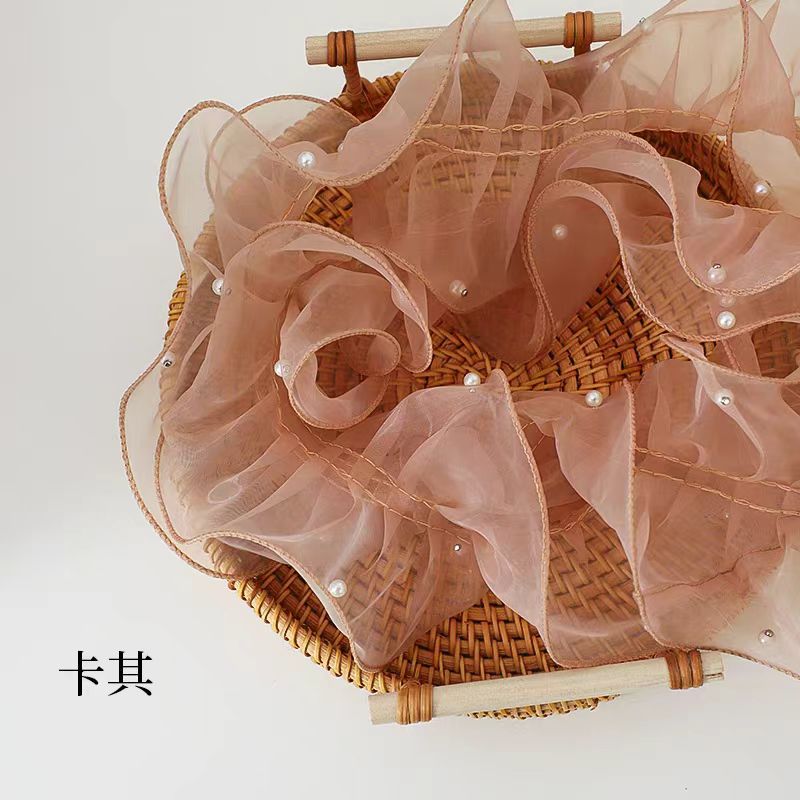 Hilo de borde de hojaldre de perlas, hilo de organza, hilo rizado plisado, textura popular, hilo ondulado, floristería, materiales florales