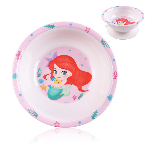 迪士尼儿童餐具盘牛奶杯喝水叉勺子吸盘碗套装美人鱼史迪仔新款
