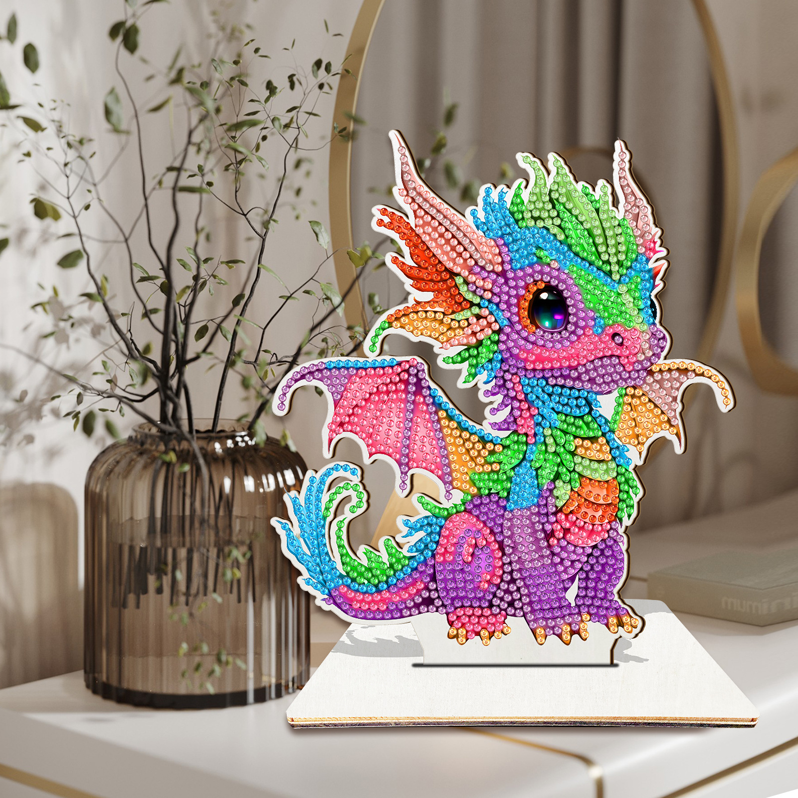 Pintura de diamante de madera DIY dibujos animados perimetrales pintura de diamante decoración de escritorio venta al por mayor