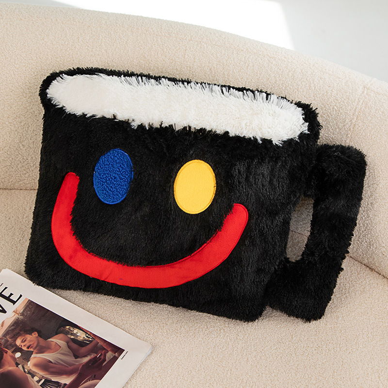 INS estilo cara sonriente taza de café almohada sofá cama cojín taza de té cojín de peluche juguete regalo de cumpleaños para compañeros de clase