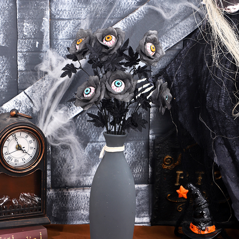 Cross-border Halloween ojos de terror negro hojas de arce ramos de flores Festival de fantasmas Hogar comercial Decoraciones de Halloween