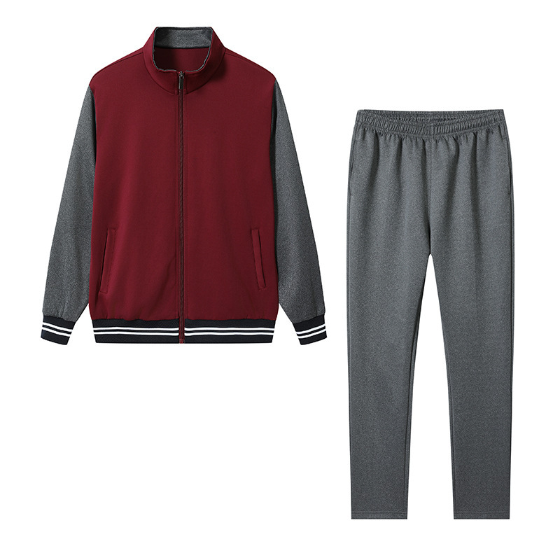 春秋季中小学生校服套装三件套初中生高中蓝白运动服酒红外套上衣|undefined