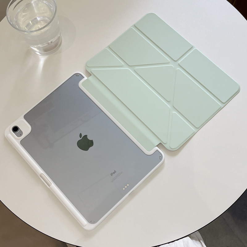 Suitable for iPad Pro11Y Foldableing Protective Case Air7/6 Transparent Acrylic 10.2 Pen Tray 11Th Generation Anti-Fall Leather Case
