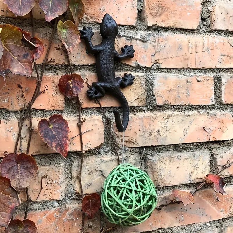 Cast Iron Classical Decorative Gecko Hook Wall Hook Garden Courtyard Outdoor Miscellaneous Storage Rustic Wall-Mounted