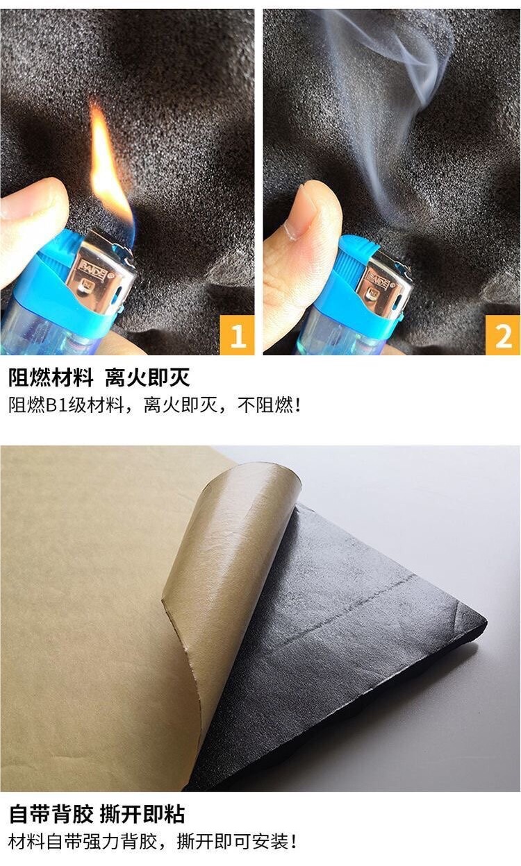 Self-adhesive soundproofing foam for cars, sound-absorbing wave foam, universal noise-reduction material for car floor lining, fenders, and doors