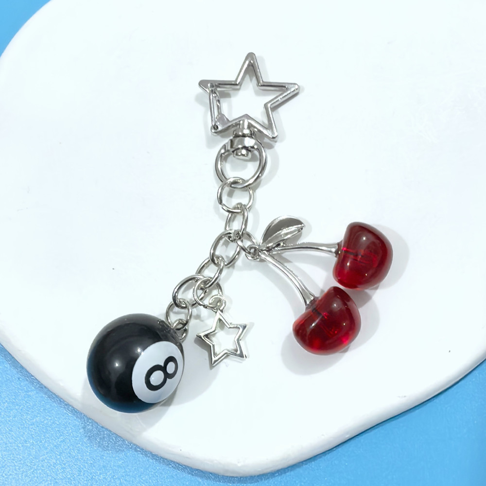 Cross-Border Export Resin Billiards Black 8-Pack Hanging Keychain Personalized Mobile Phone Pendant Gift Bag Hanging Chain Pendant