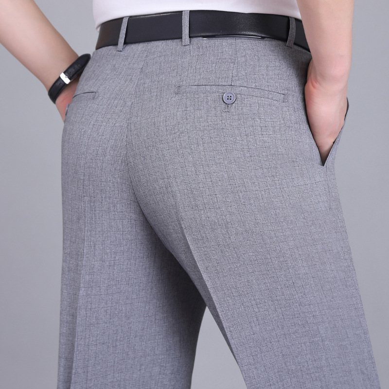 2025 verano nuevo estilo pantalones de hombre, cintura alta fina, pantalones de negocios rectos sueltos, pantalones de papá de mediana edad y ancianos image 15