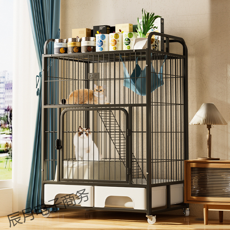 猫ケージには猫トイレが付属しています屋内二層三層四層ヴィラ特大フリースペース猫ハウス引き出し式猫ケージ|undefined