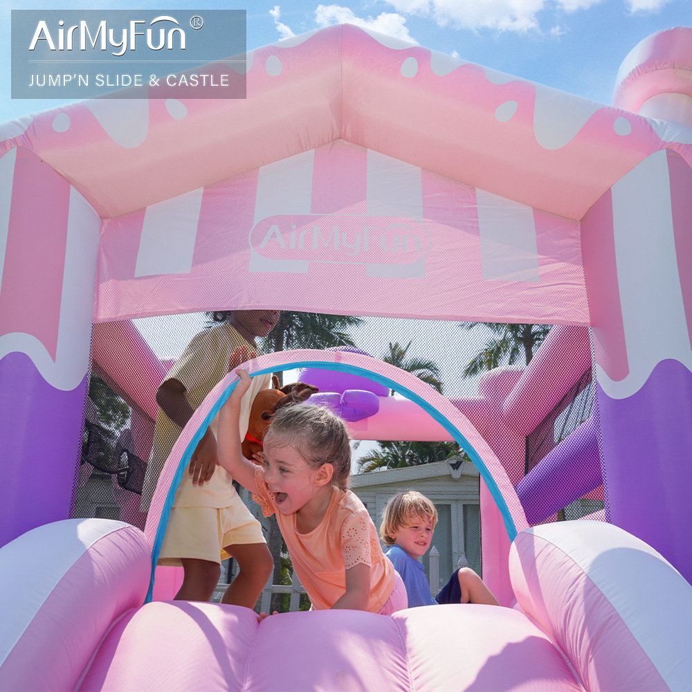 AMF | Castillo inflable para niños, para interiores y exteriores, tobogán inflable, trampolín, piscina de olas, parque de atracciones infantil pequeño para uso doméstico