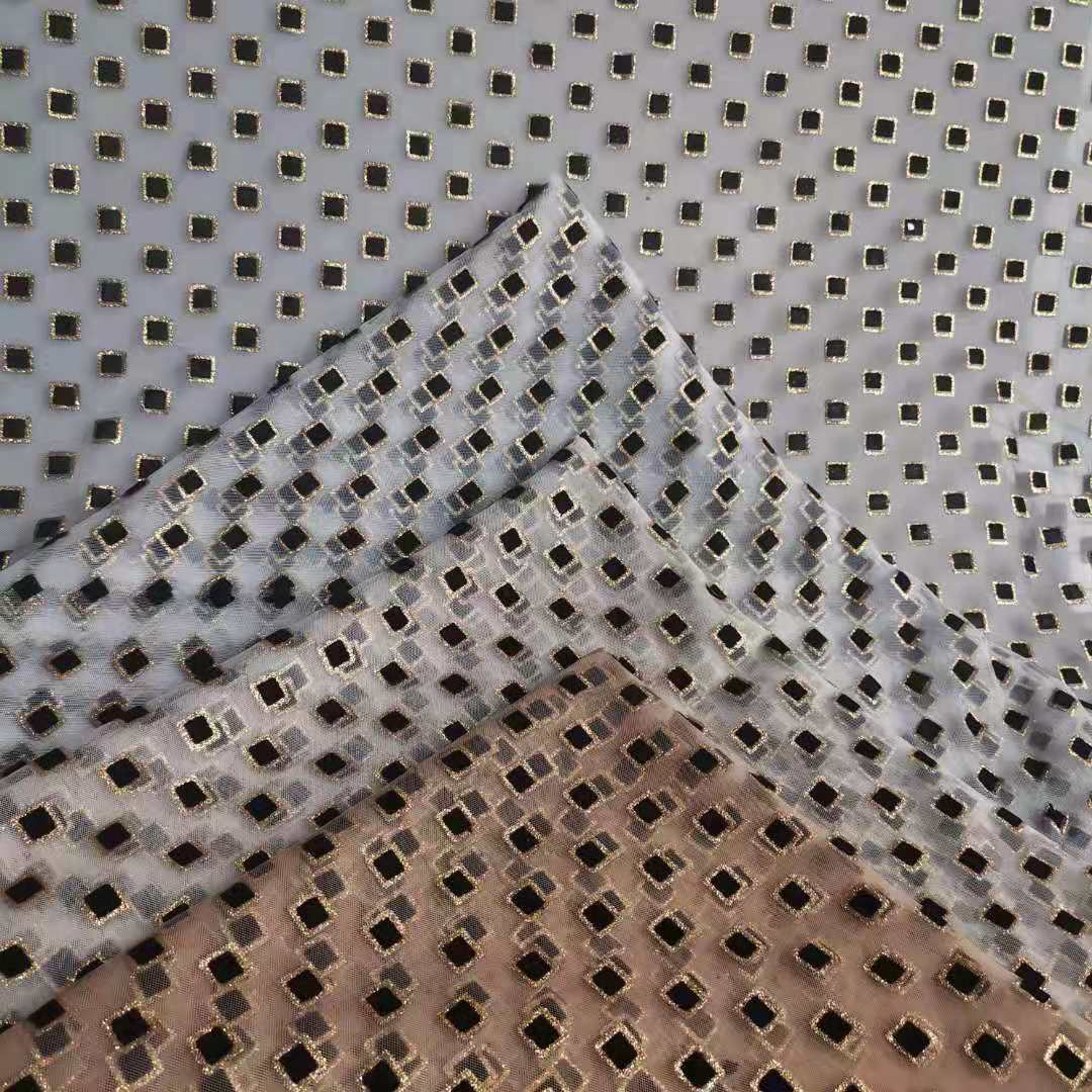 【厂家直销】爆款特密美国网小方块植绒印金边 特色大气 多色现货