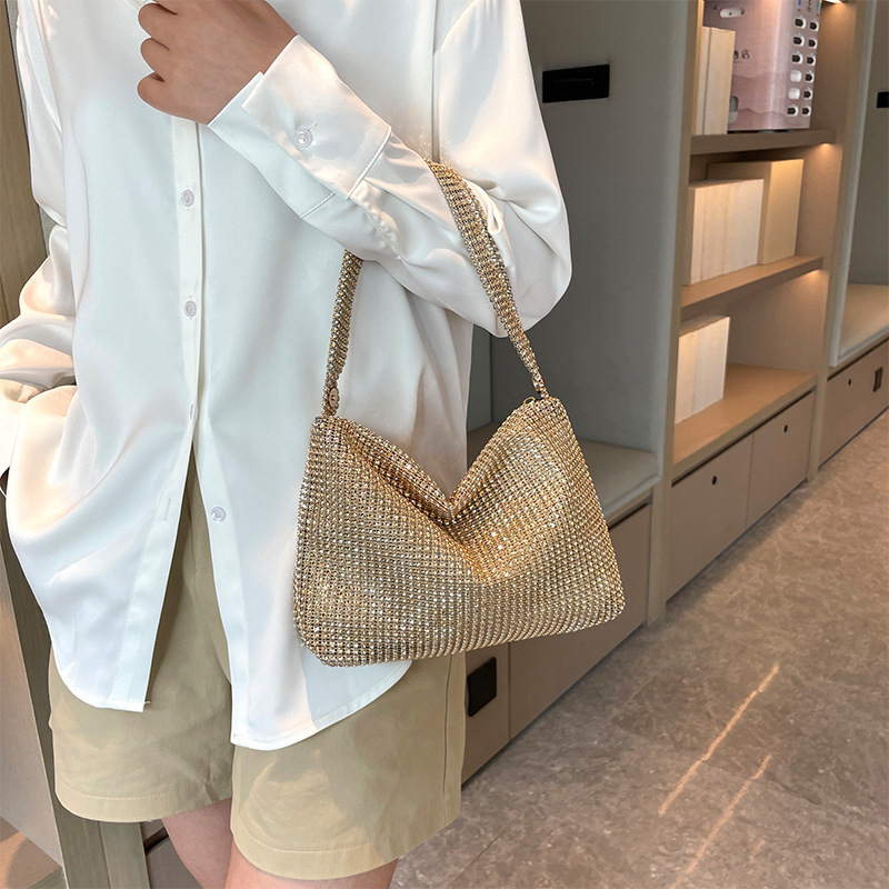Fashionable underarm bag, shoulder bag, one-shoulder bag, Korean style, high-end, diamond encrusted