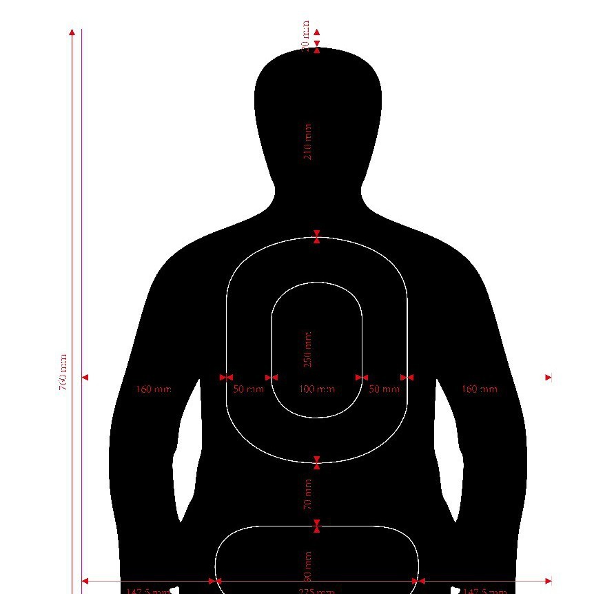 厂家直供76Ⅹ52CM射击靶纸IPSC专用训练靶纸黑色人体靶纸