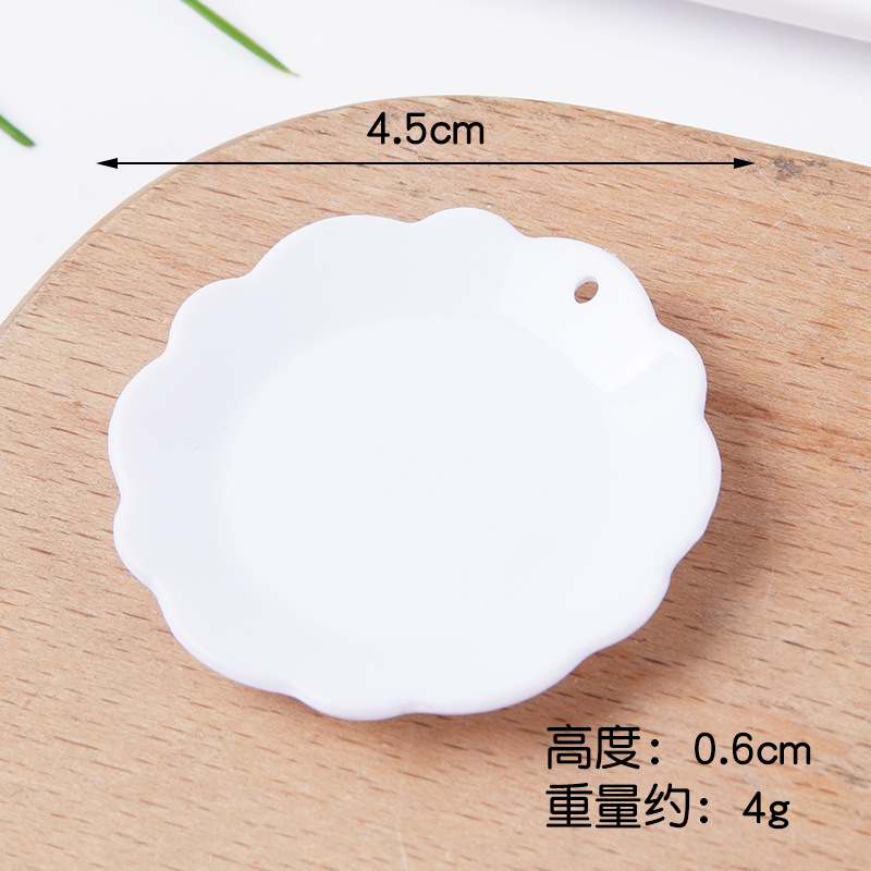 Plato pequeño de plástico blanco simulado para comida, mini plato de comida rápida, plato para bricolaje, juguete de comida, contenedor para pegamento en crema, accesorios.
