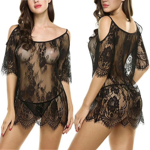 European Station Eyelash Sexy European and American Women Sleeveless Short Skirt Lace Cover-up Mini Doll Suit S-4XL