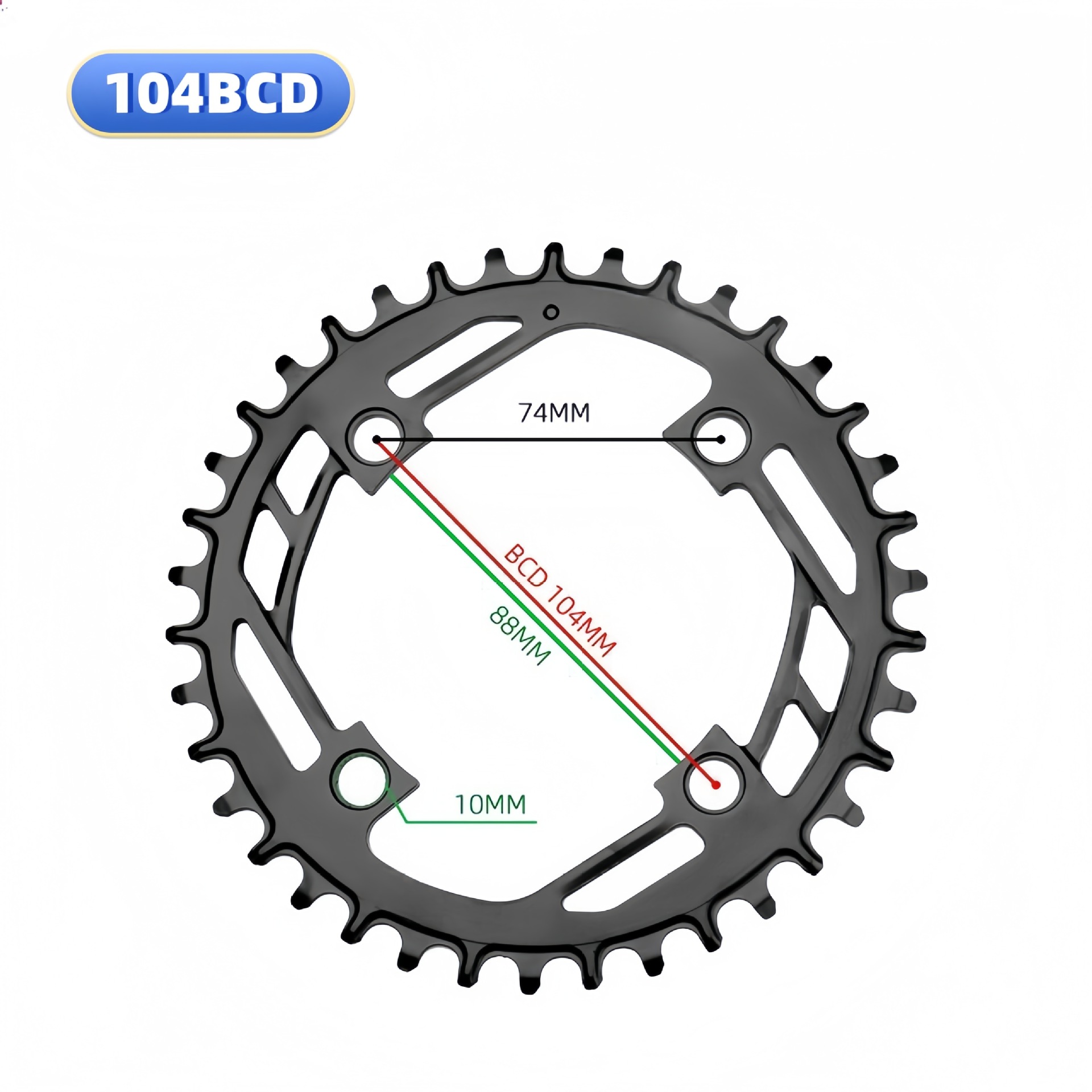 八方中置电机牙盘38T 40T山地自行车钢材质牙盘正负齿BCD104规格