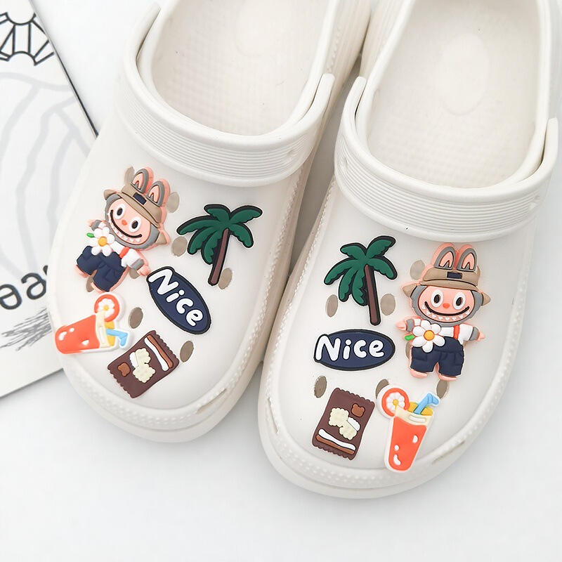 Hot Labubu Cartoon Labubu Hole Shoes Shoe Flower Shoe Buckle Cute Decoration Removable DIY Accessories Accessories
