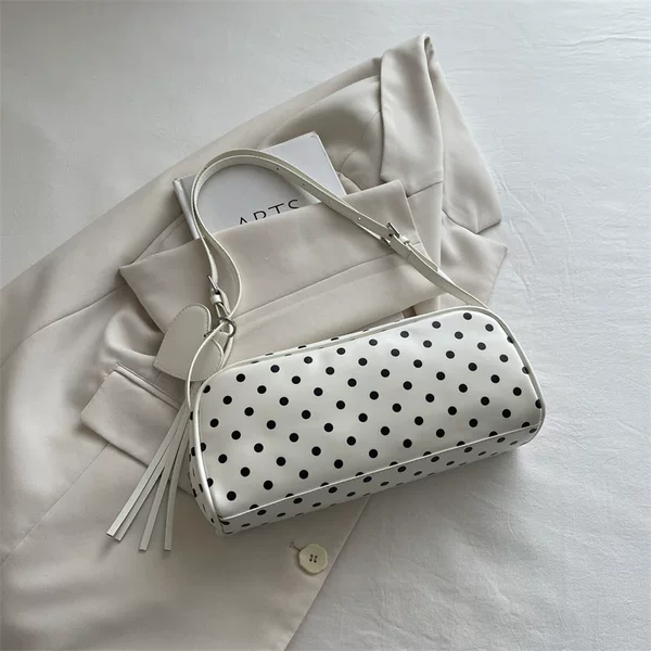 Cross-border polka dot handbag for women, 2026 spring new trendy fashion stylish shoulder bag, classic chic underarm bag