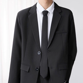 商务风黑色西装套装男韩版潮流痞帅休闲西服外套高级感轻熟风正装