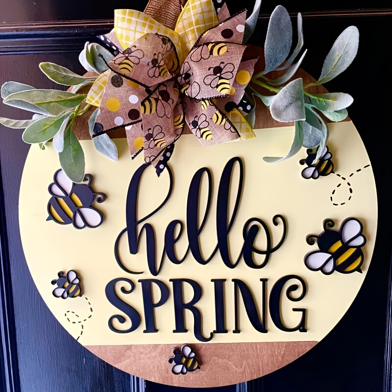 Cross-border new explosions front door wooden doorplate round bee creative welcome doorplate pendant decoration custom wholesale Cross-border new explosions front door wooden doorplate round bee creative welcome doorplate pendant decoration custom wholesale