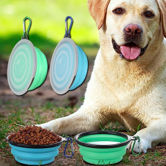 ペット折りたたみボウルバックル付き TPE ポータブル旅行キャットフードドッグフードボウル猫と犬の食器ペット飲料ボウル