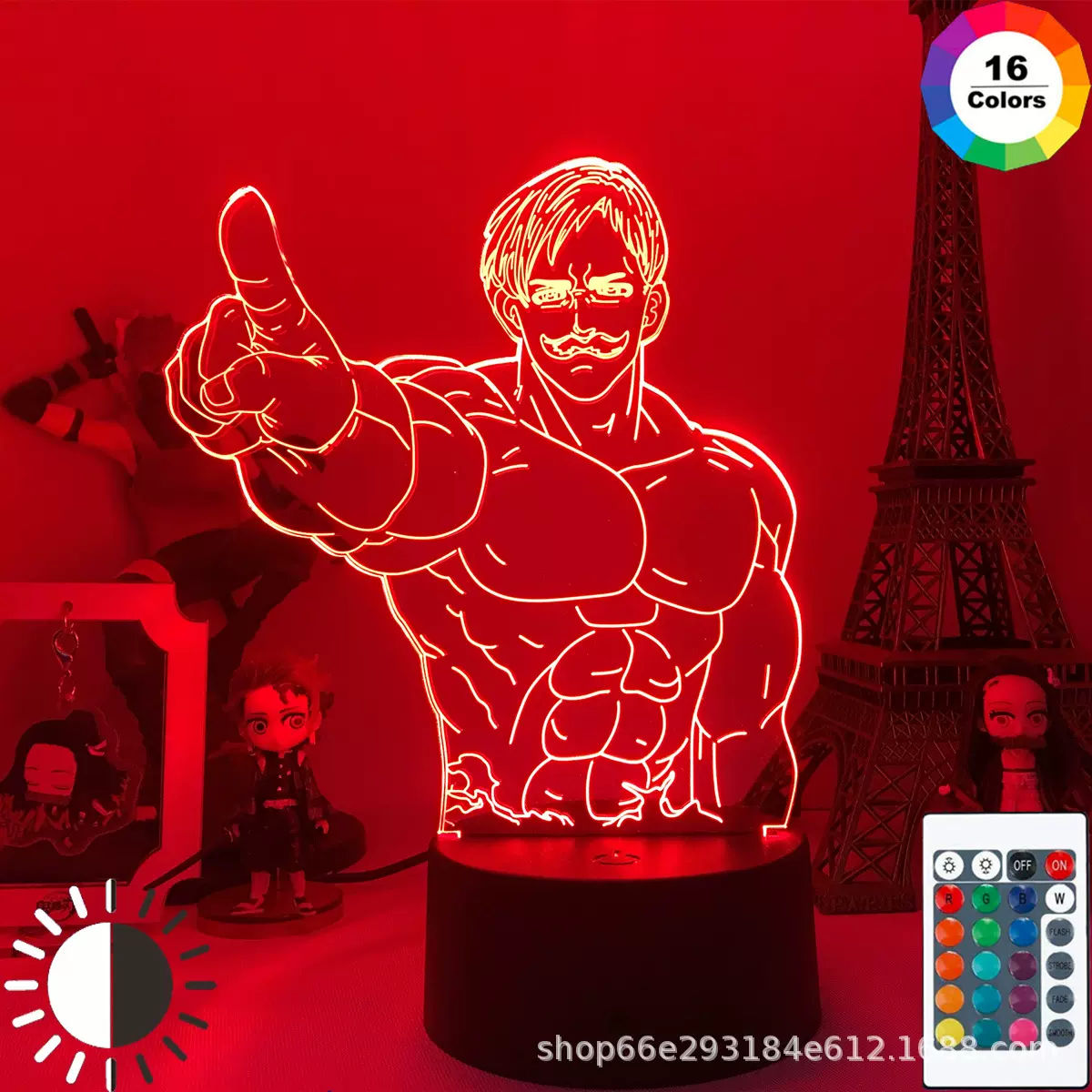 七大罪傲慢之罪艾斯卡诺3D小夜灯USB遥控触摸LED卧室动漫小台灯