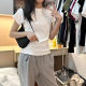 South Korea New White T-shirt Women's Summer Women's Shoulder Top Short-sleeved Spring and Autumn Solid Color Interior with Simple Style